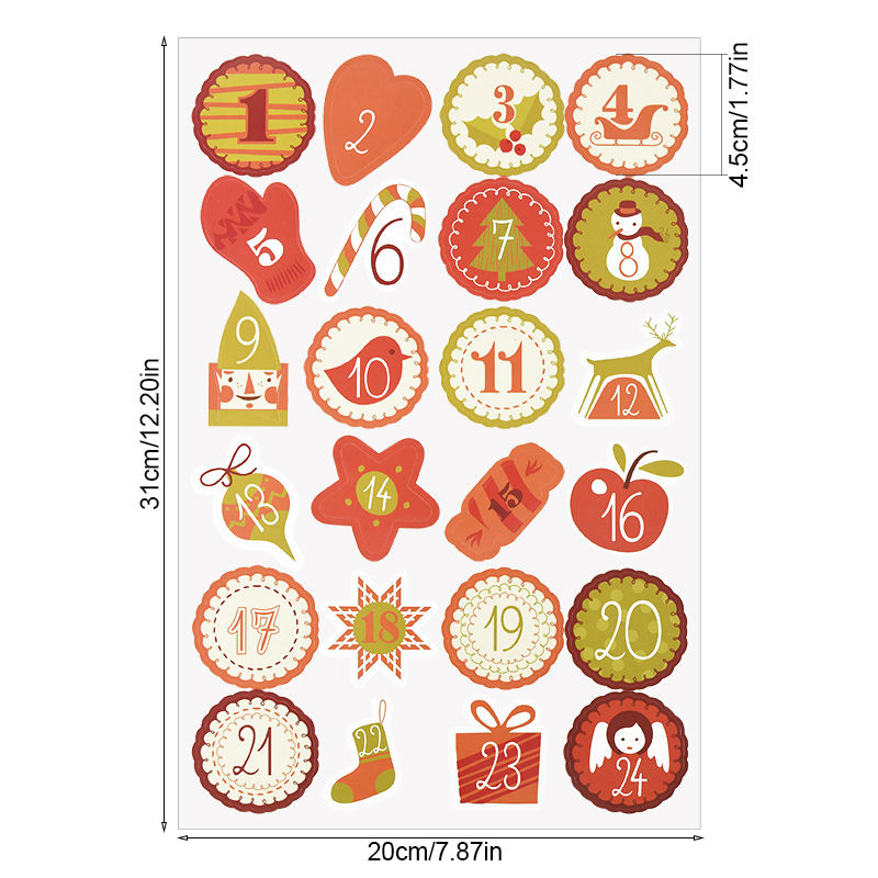 Thumbnail: 24PCS Christmas Stickers Advent Calendar Number Stickers for DIY Gift Packaging