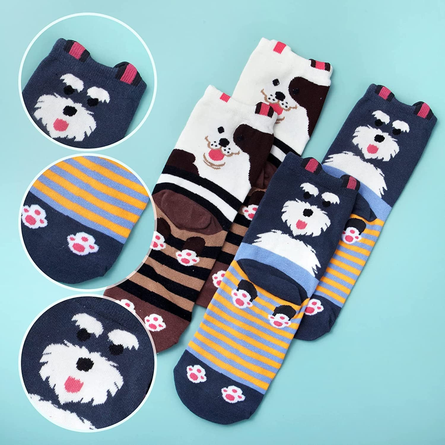 Furry Friends: Cozy Winter Cotton Socks for Women - Cat and Dog Lover's Gift
