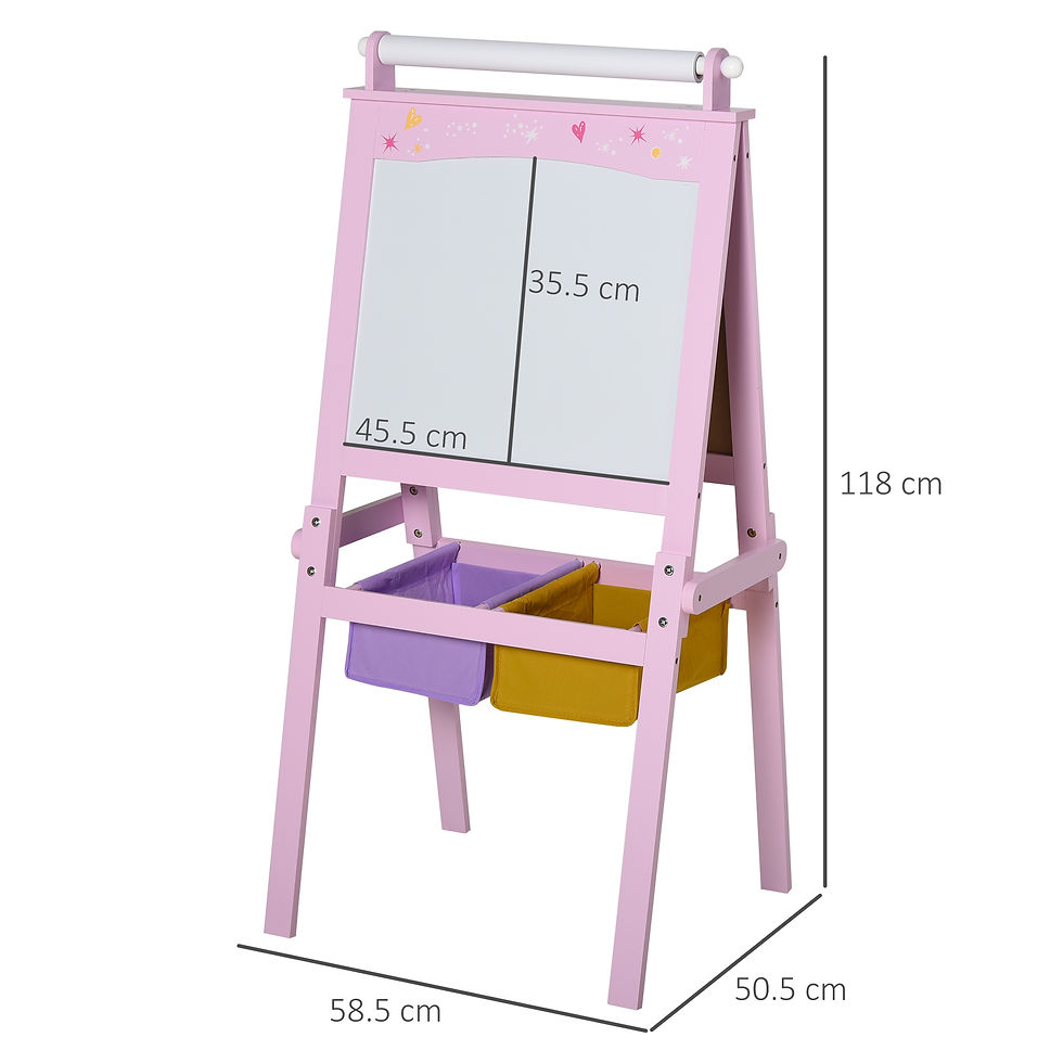 Thumbnail: Kids Wooden Art Easel with Paper Roll Double-Sided Chalkboard, board