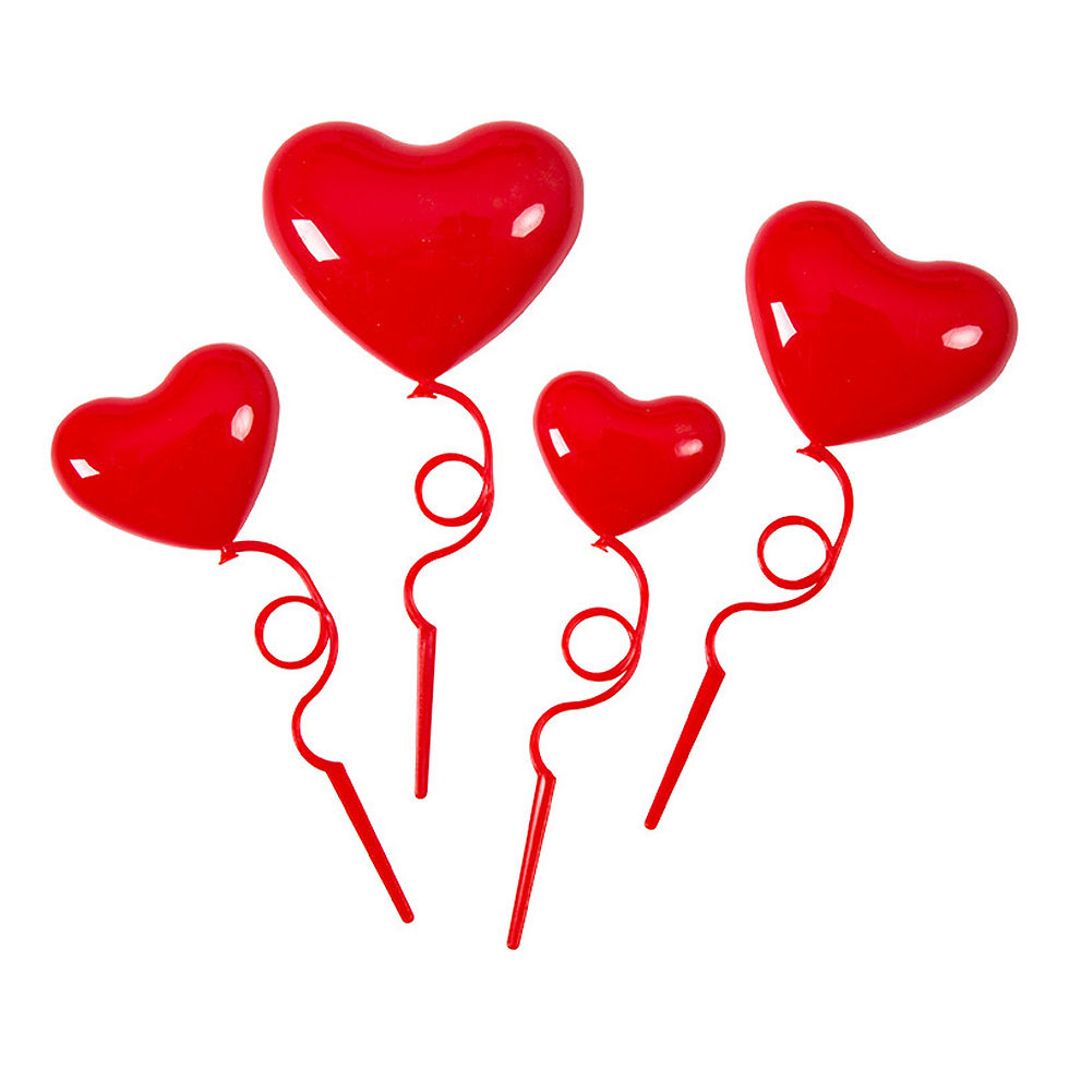 Thumbnail: 4pcs Color Plastic Foldable Heart Balloon Cake Toppers for Birthday Desserts