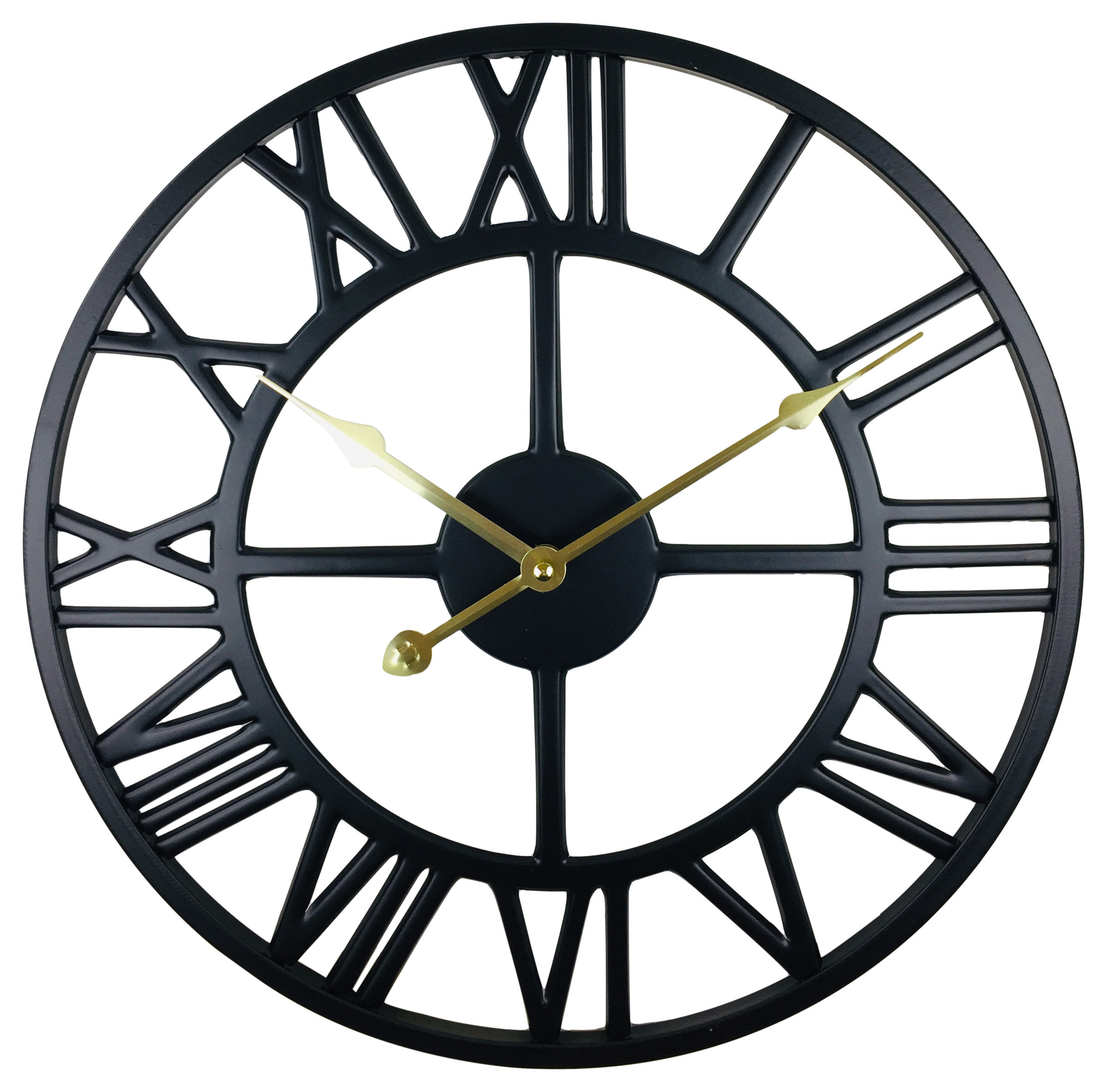 Black Metal Roman Numeral Wall Clock 39cm Shipping furniture UK