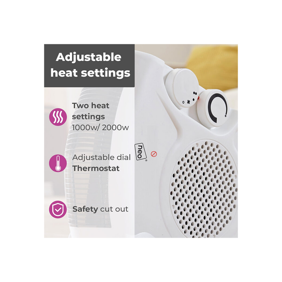 Thumbnail: Neo White Electric Fan Heater 2000W Portable Floor or Upright