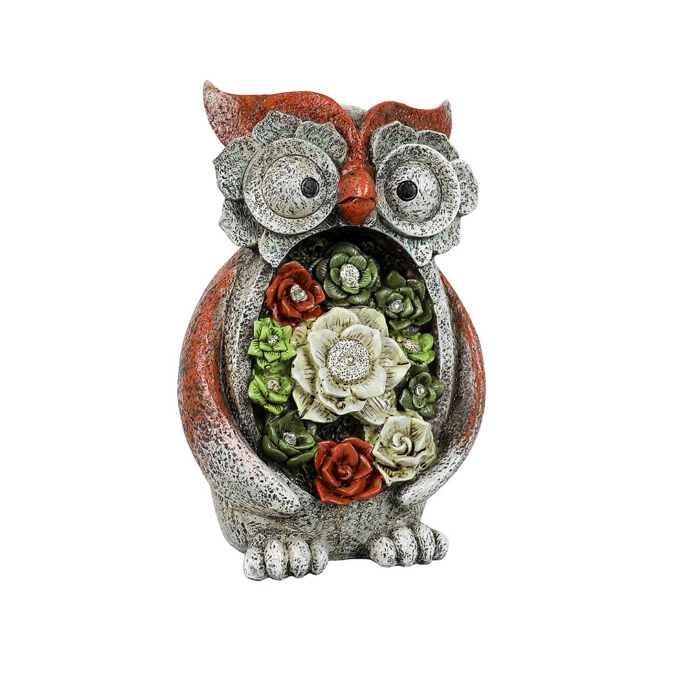 Thumbnail: Garden Statue Owl Figurines,Solar Powered Resin Animal Sculpture with 5 Led Ligh