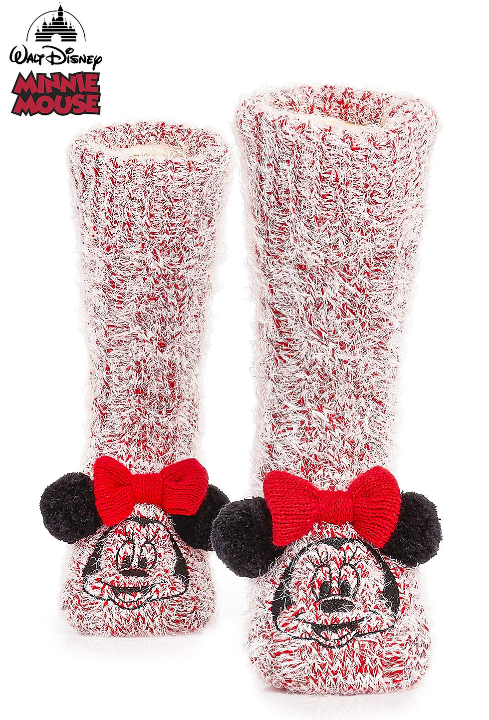 Thumbnail: Red Fluffy Slipper Socks for Women, Minnie Mickey Stitch Gifts Novelty Gift