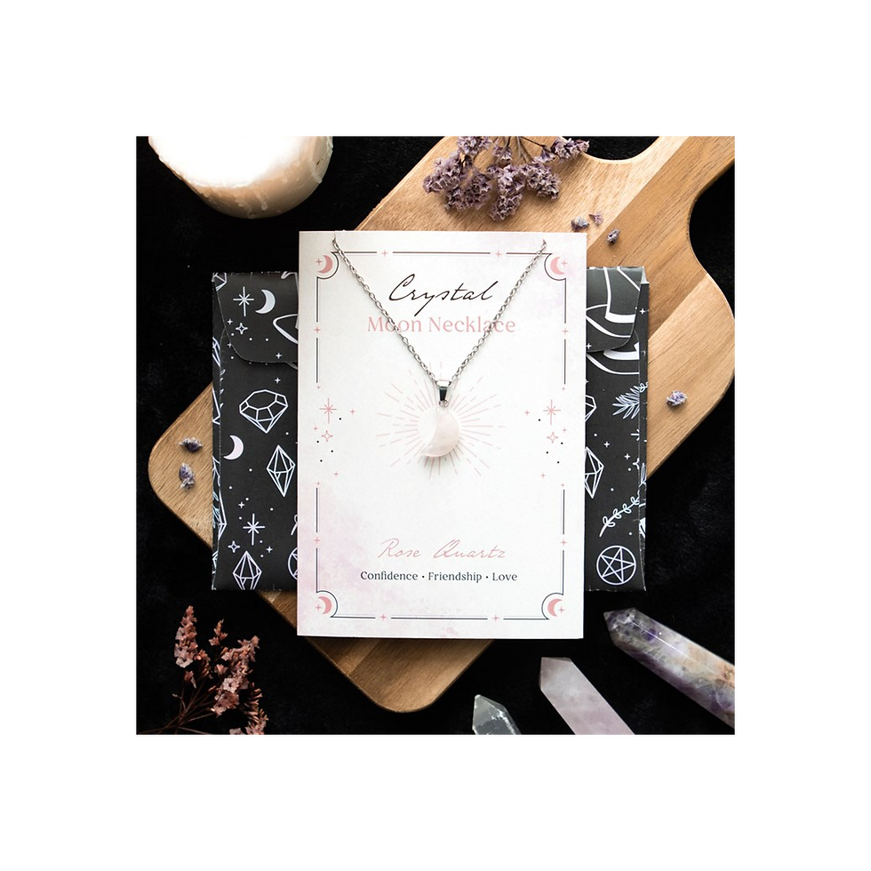 Thumbnail: Rose Quartz Crystal Moon Necklace on Greeting Card