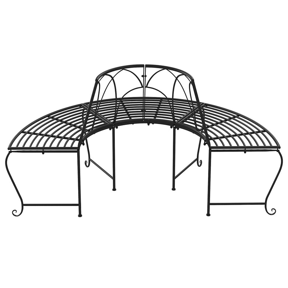 Thumbnail: Half Round Tree Bench Ø159 cm Black Steel