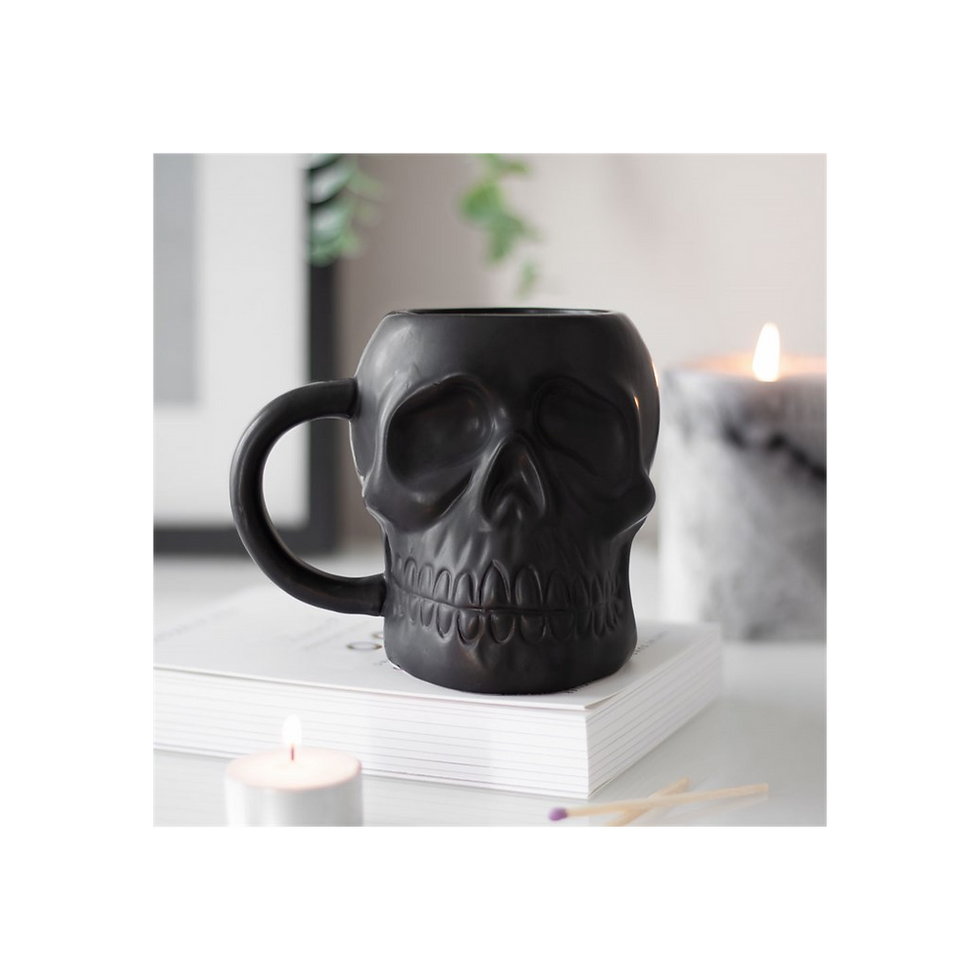 Thumbnail: Matte Black Skull Mug