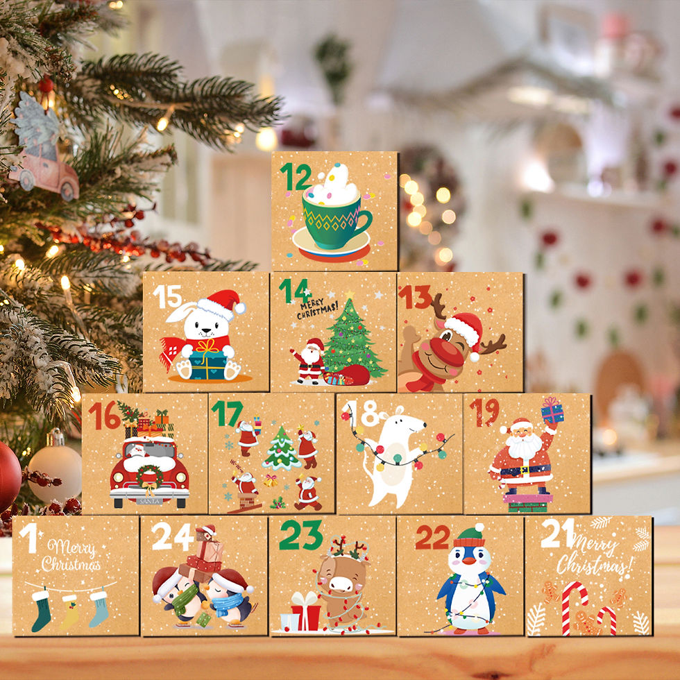 Thumbnail: 24pcs Christmas Advent Calendar Box Kraft Paper Candy Box Countdown Gift Boxes