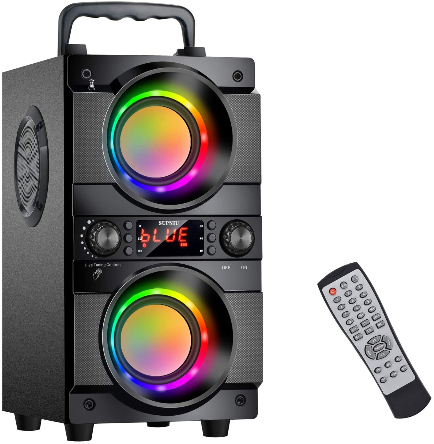 Deep Blue Beats: Dual Subwoofer Bluetooth Speaker with 80W Peak Power