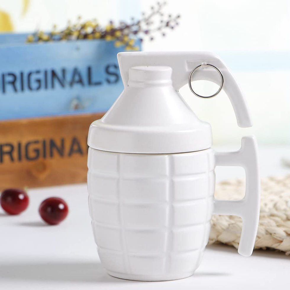 Thumbnail: Ceramic Grenade Shaped Coffee Mug with Lid Funny Grenade Milk Tea Coffee Cup wit