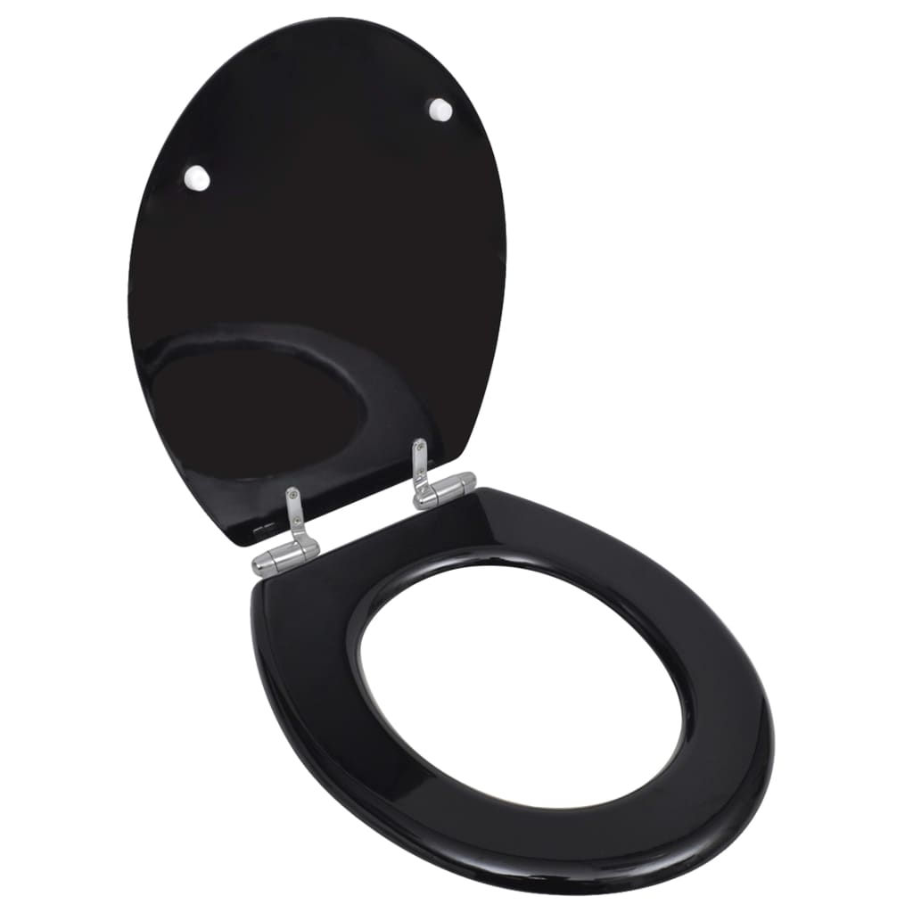 Toilet Seat MDF Soft Close Lid Simple Design Black