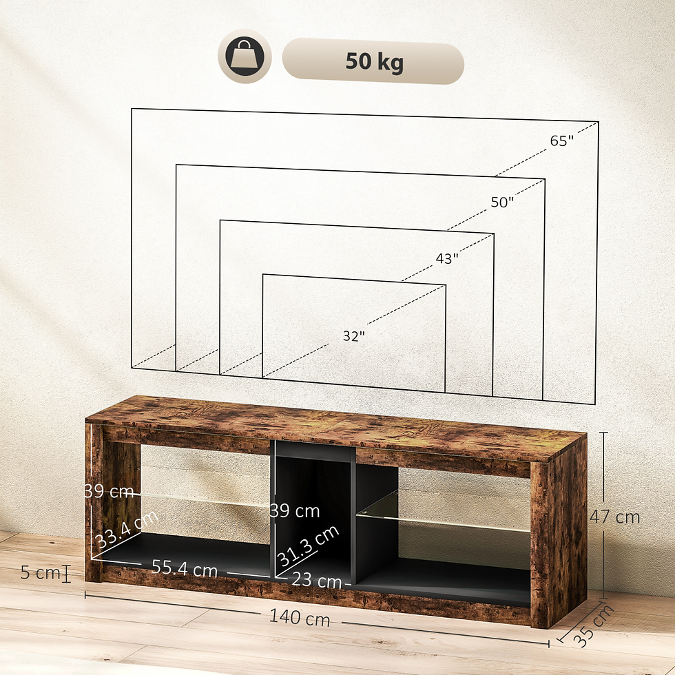 Thumbnail: TV Stand, Entertainment Centre with LED Lights, Rustic Brown