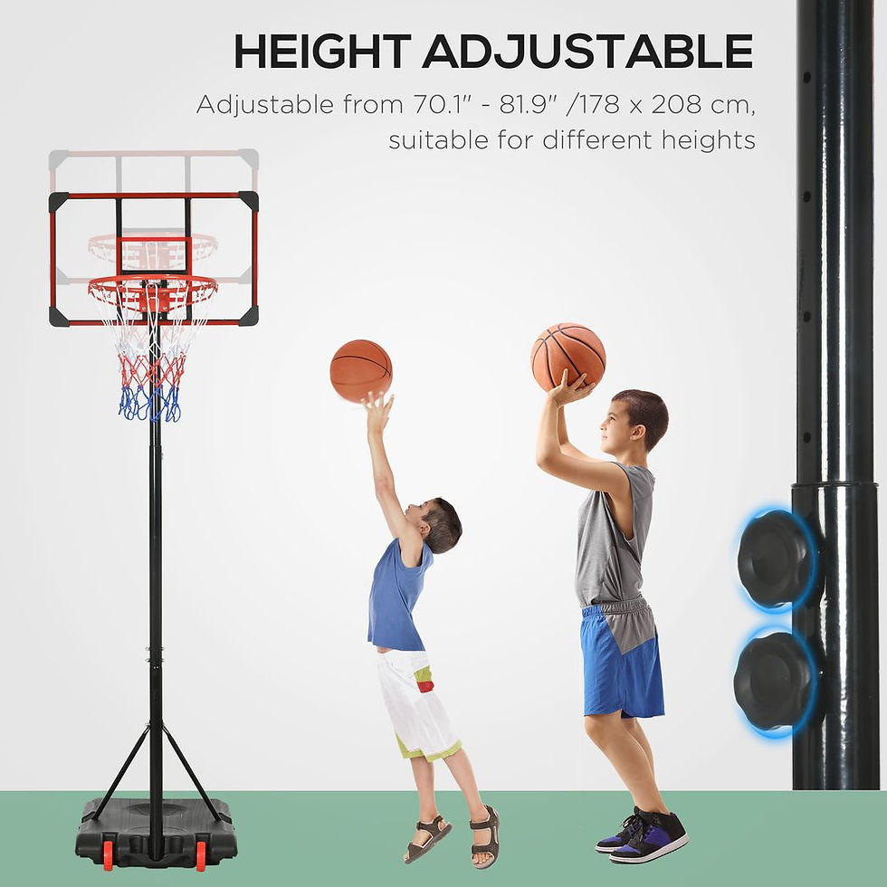 Thumbnail: Kids Adjustable Basketball Hoop and Stand w/ Wheels, 1.8-2m