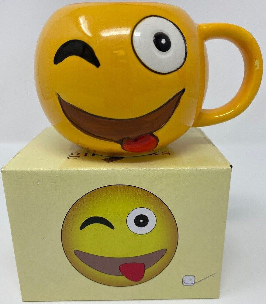 Thumbnail: GIFTWORKS EMOJI MUG 270ML - 6725 CUP TEA COFFEE NOVELTY ORANGE HEART EYES FACE