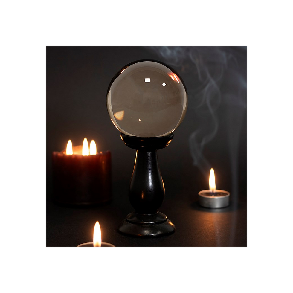 Thumbnail: Small Smoke Grey Crystal Ball on Stand