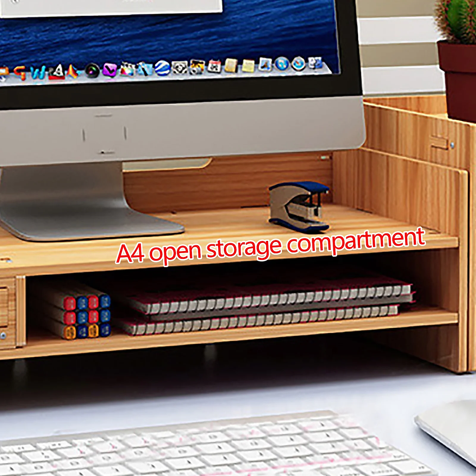 Thumbnail: Wooden Desk Organizer W/ Drawer File Storage Desk Monitor Riser Computer Stand