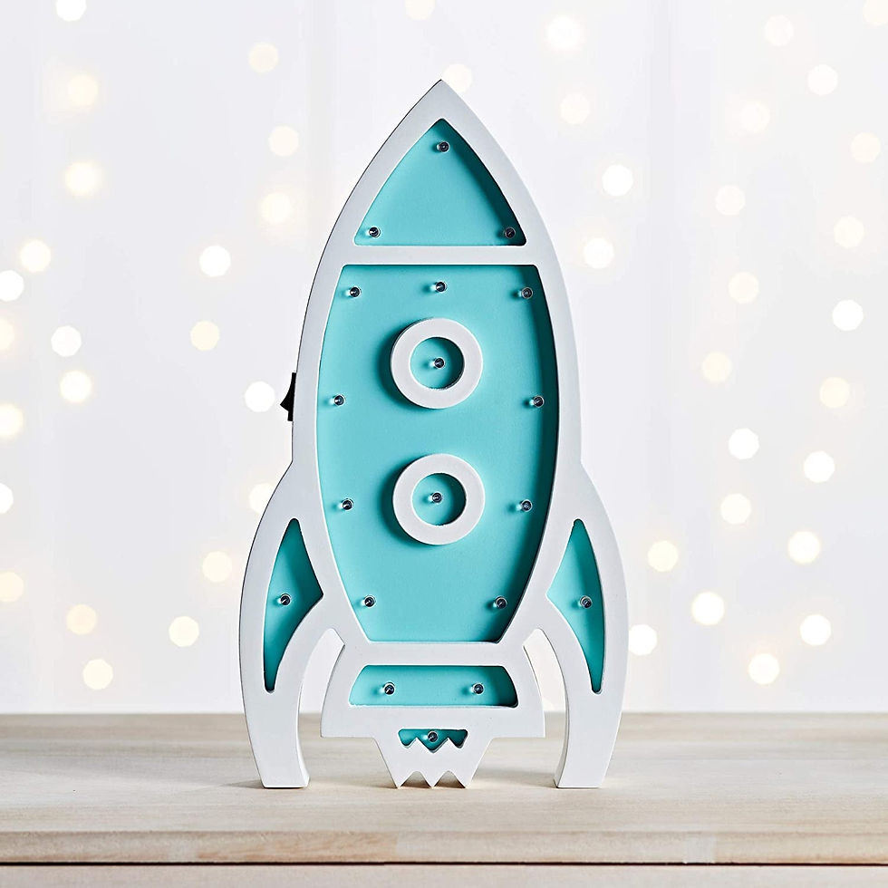 Thumbnail: Wooden Rocket Battery Table Wall Night Light Warm White LED Timer