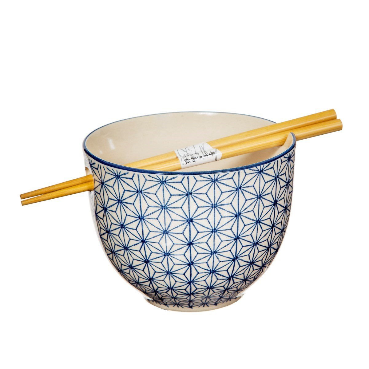 Sashiko Pattern Noodle Bowl with Chopsticks Shipping furniture UK
