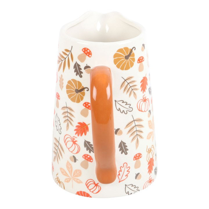 Thumbnail: 17cm Autumn Leaves and Pumpkins Ceramic Flower Jug