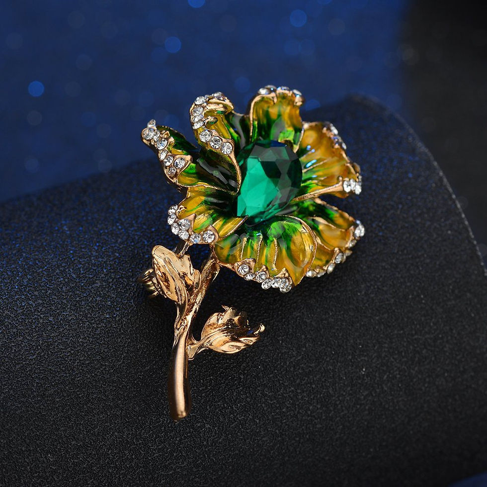 Thumbnail: Elegant Colorful Enamel Flower Brooch Crystal Rose Pin Luxury Gift for Women