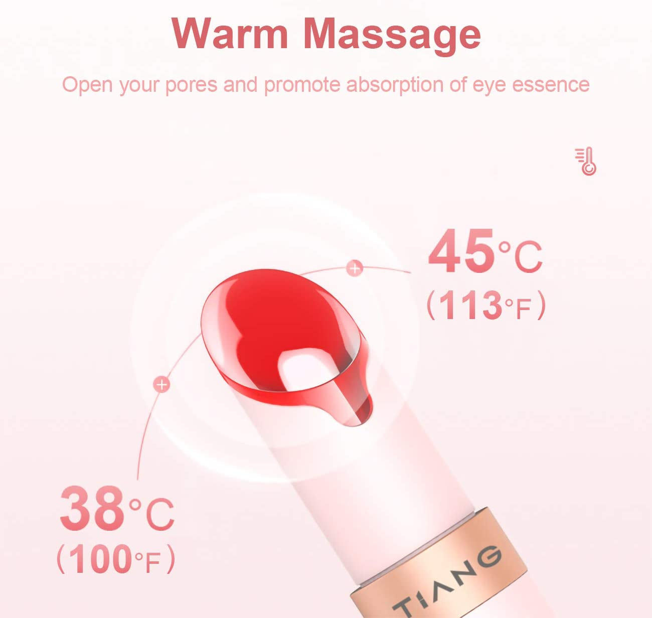 Eye Massager, Anti-aging Eye Facial Wand/Pen with 38-45℃ Heated and Vibration,