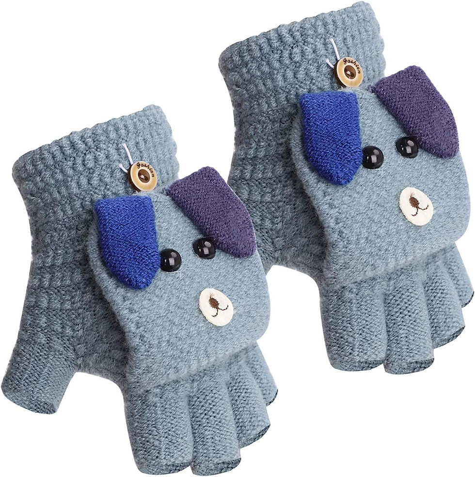Thumbnail: Toddler Kids Puppy Flip Top Short Knitted Half Finger Gloves for 3-8 Yrs