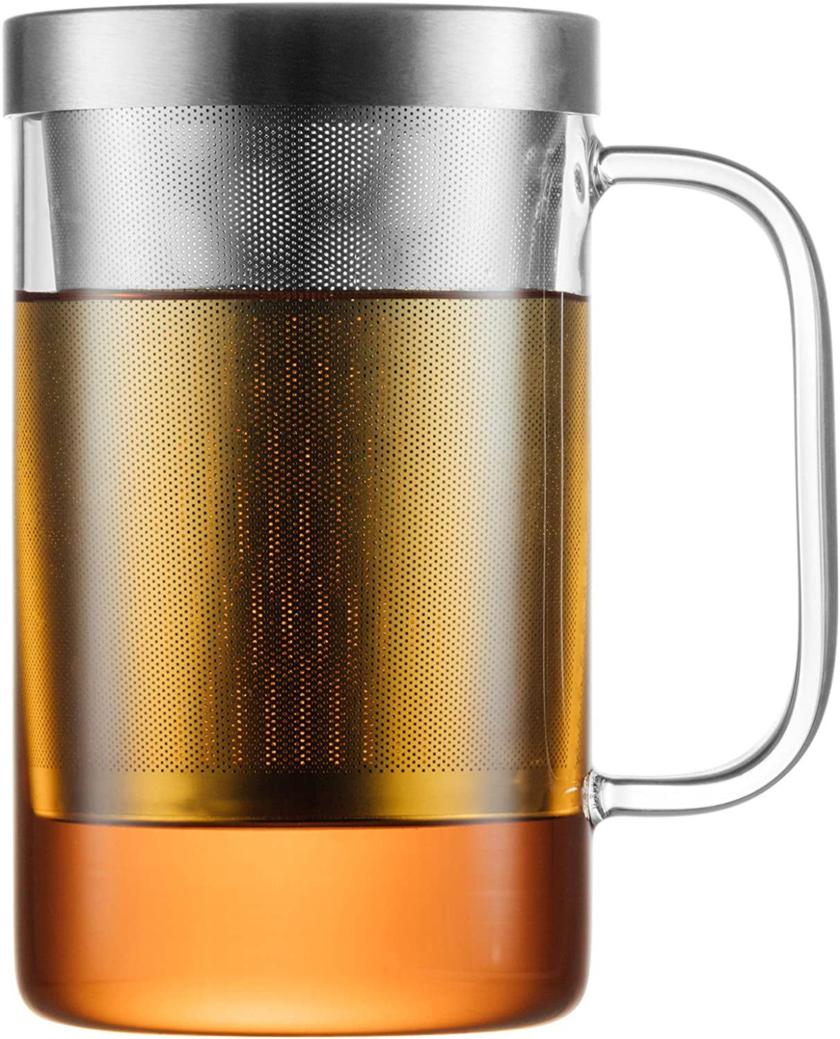 PURE550S - Tea Glass with Incorporated Strainer and Lid - Dishwasher Safe - Heat