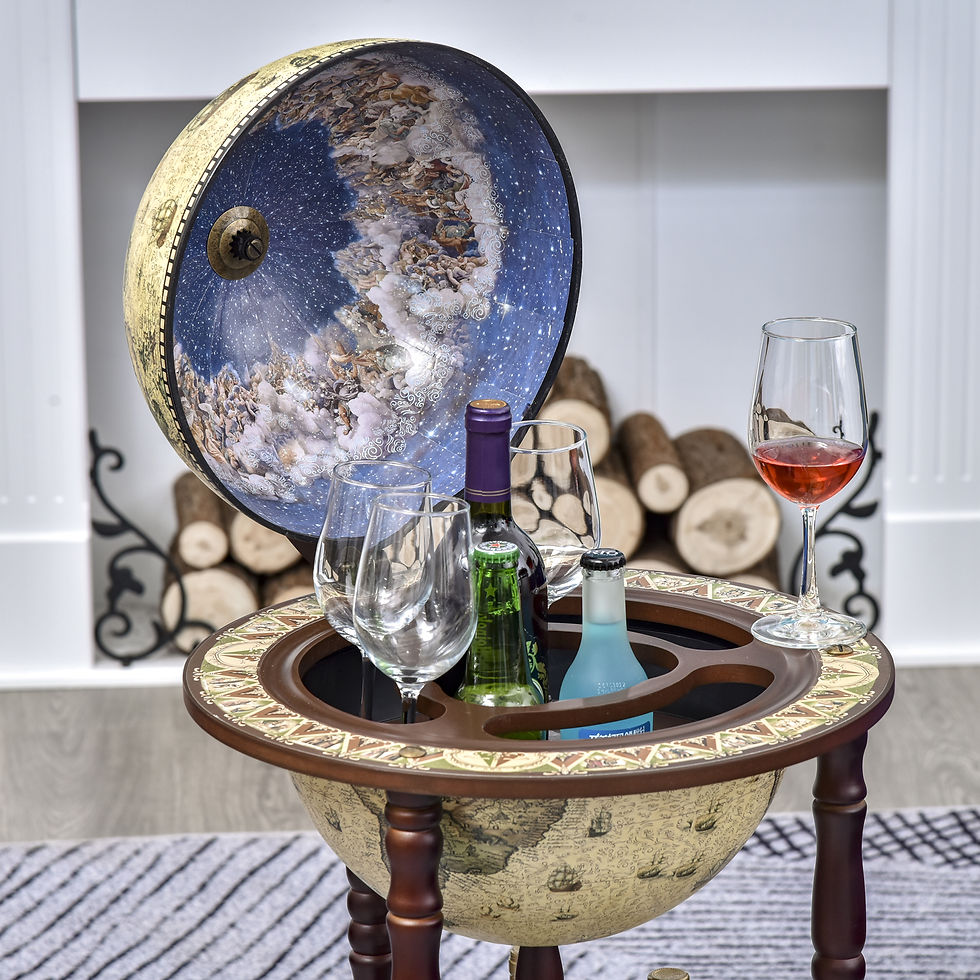 Thumbnail: Retro Globe Drinks Cabinet w/ Wheels Brown 