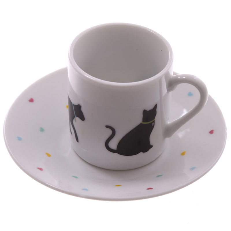 Thumbnail: Set of 2 Novelty Espresso Cup and Saucer - Cat Design