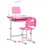 Thumbnail: Kids Study Desk and Chair Set w/ Adjustable Height, Storage Drawer - Pink