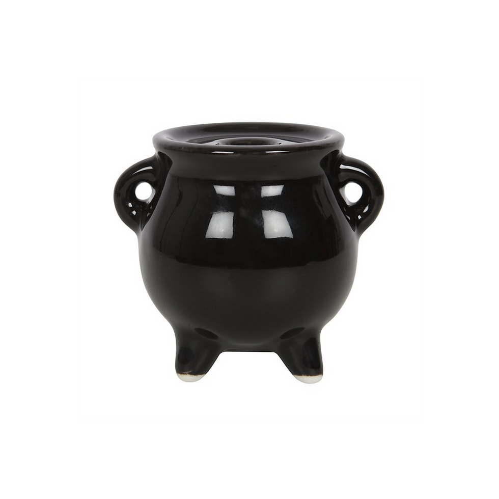 Thumbnail: Triple Moon Cauldron Ceramic Incense Holder