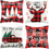 Thumbnail: Christmas Pillow Covers 18" x 18" Set of 4,Linen Christmas Throw Pillow Covers