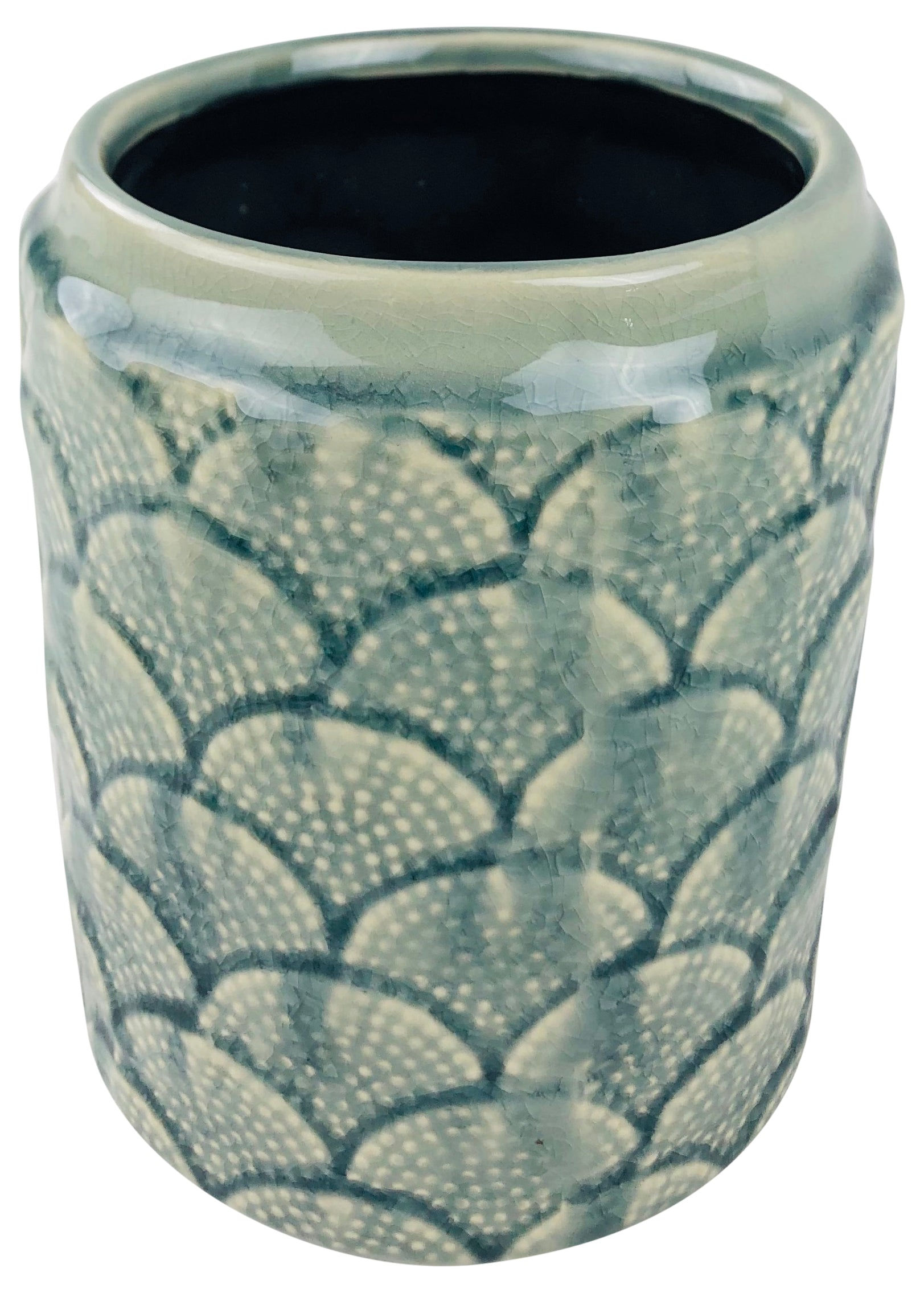 Blue Ceramic Textured Vase 18cm Shipping furniture UK