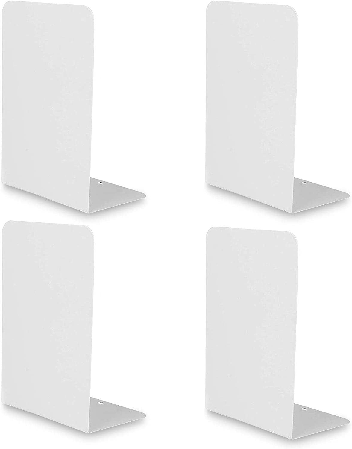 4 Pack 8inch Heavy Duty Anti-Skid Bookends, L Shape Metal Decorative Book Ends
