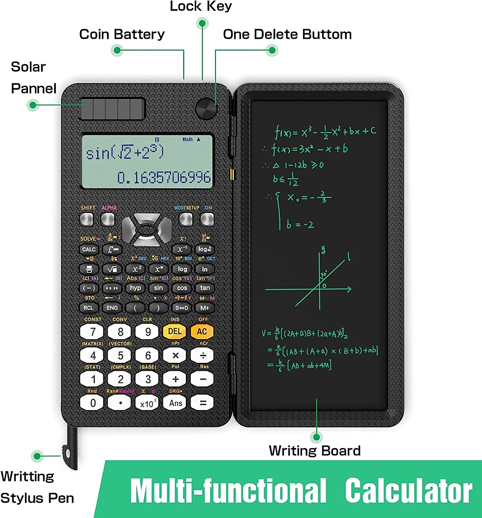 Thumbnail: Solar Scientific Professional Foldable Calculator LCD Notepad 417 Functions