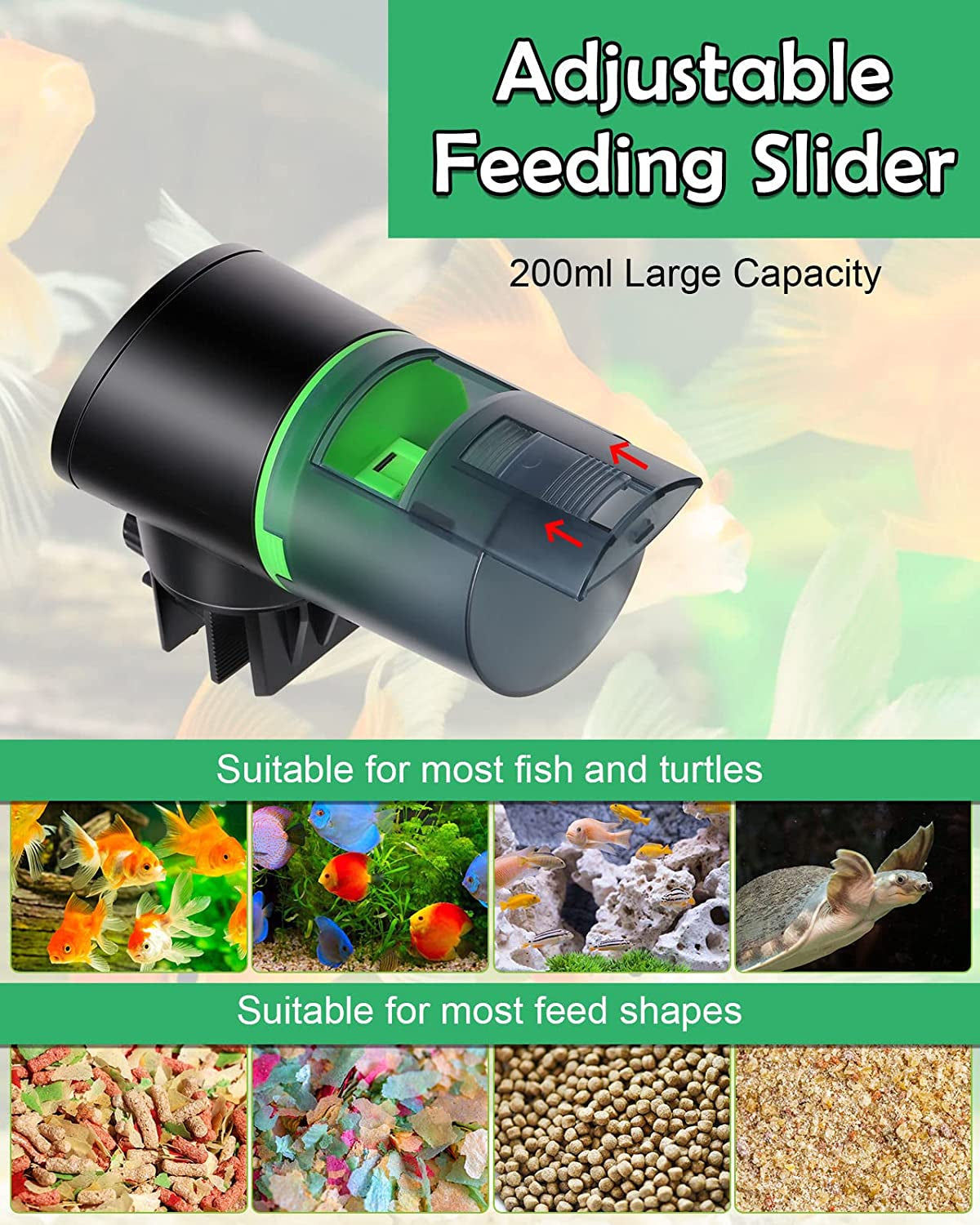 USB Charger Automatic Fish Feeder Large-capacity lithium battery for Aquarium