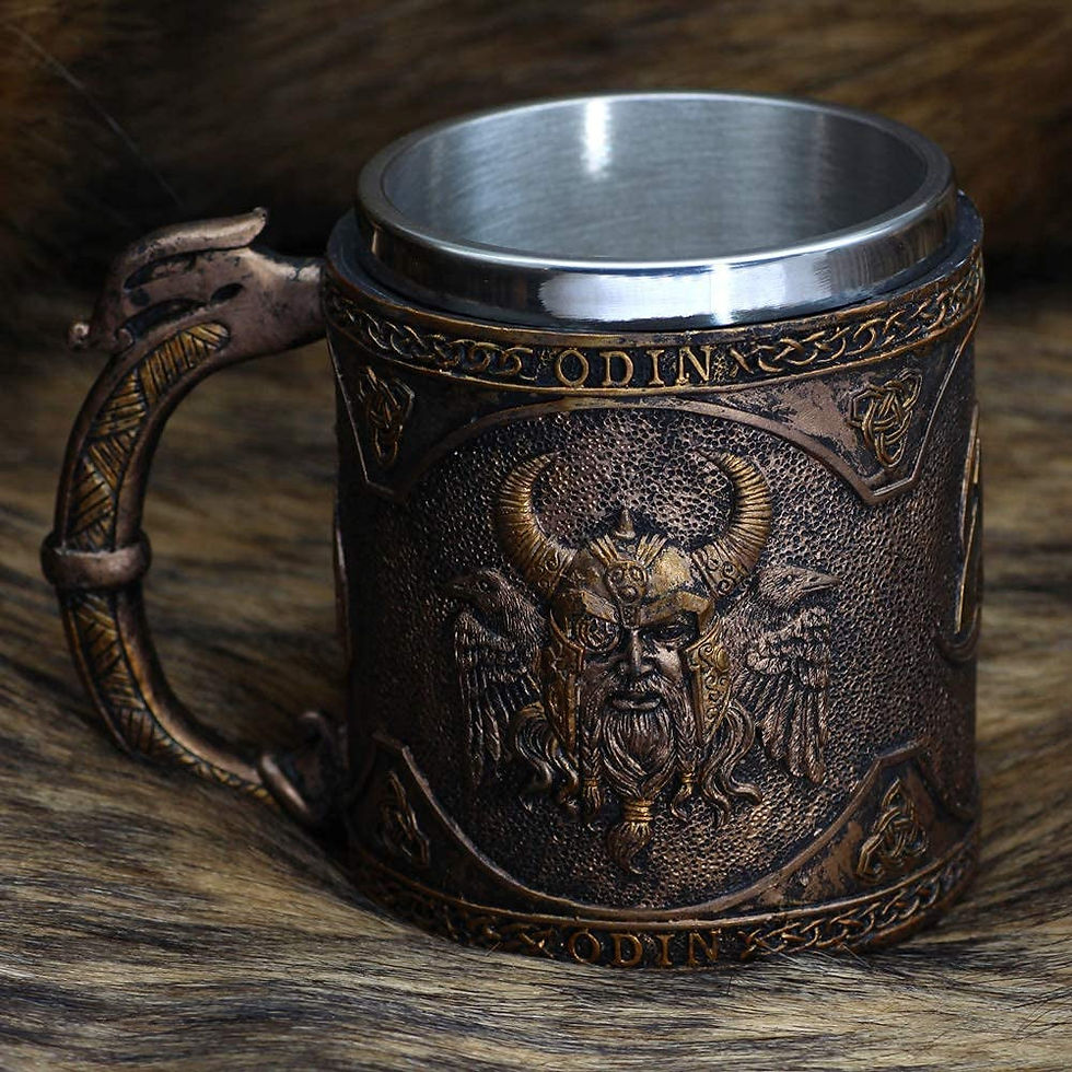 Thumbnail: Nordic Viking Odin with Raven Tankard Dragon Scandinavian Mug Nordic Beer Cup