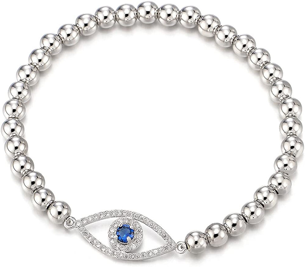 Thumbnail: Protection Evil Eye Beads Bracelet for Women with Cubic Zirconia