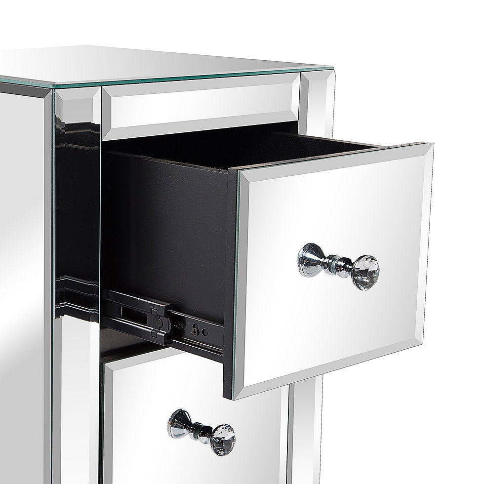 Thumbnail: Mirrored Glass Bedside Table with Three Drawers Size S