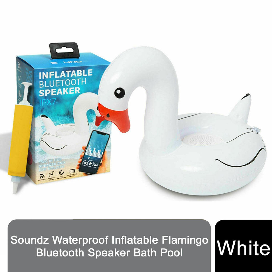 Waterproof Inflatable Flamingo Bluetooth Speaker - White