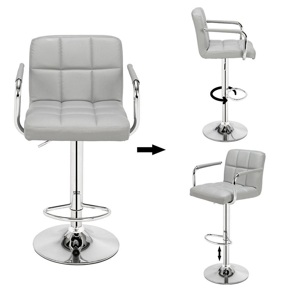 Thumbnail: 2pcs 60-80cm 6 Checks Round Cushion  Bar Stool Gray