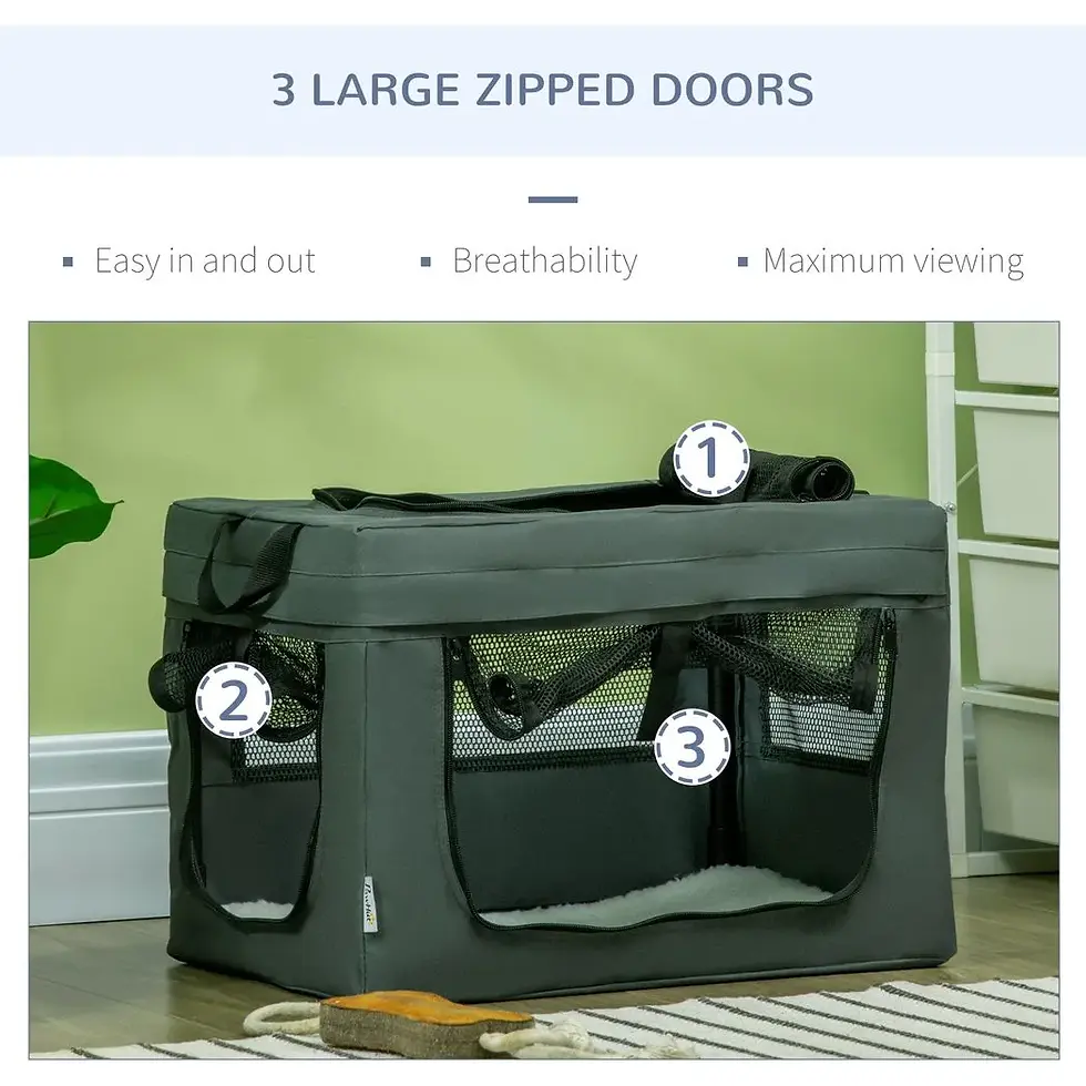 Thumbnail: 48.5cm Foldable Pet Carrier, Cat Bag w/ Cushion, for Miniature Dogs - Grey