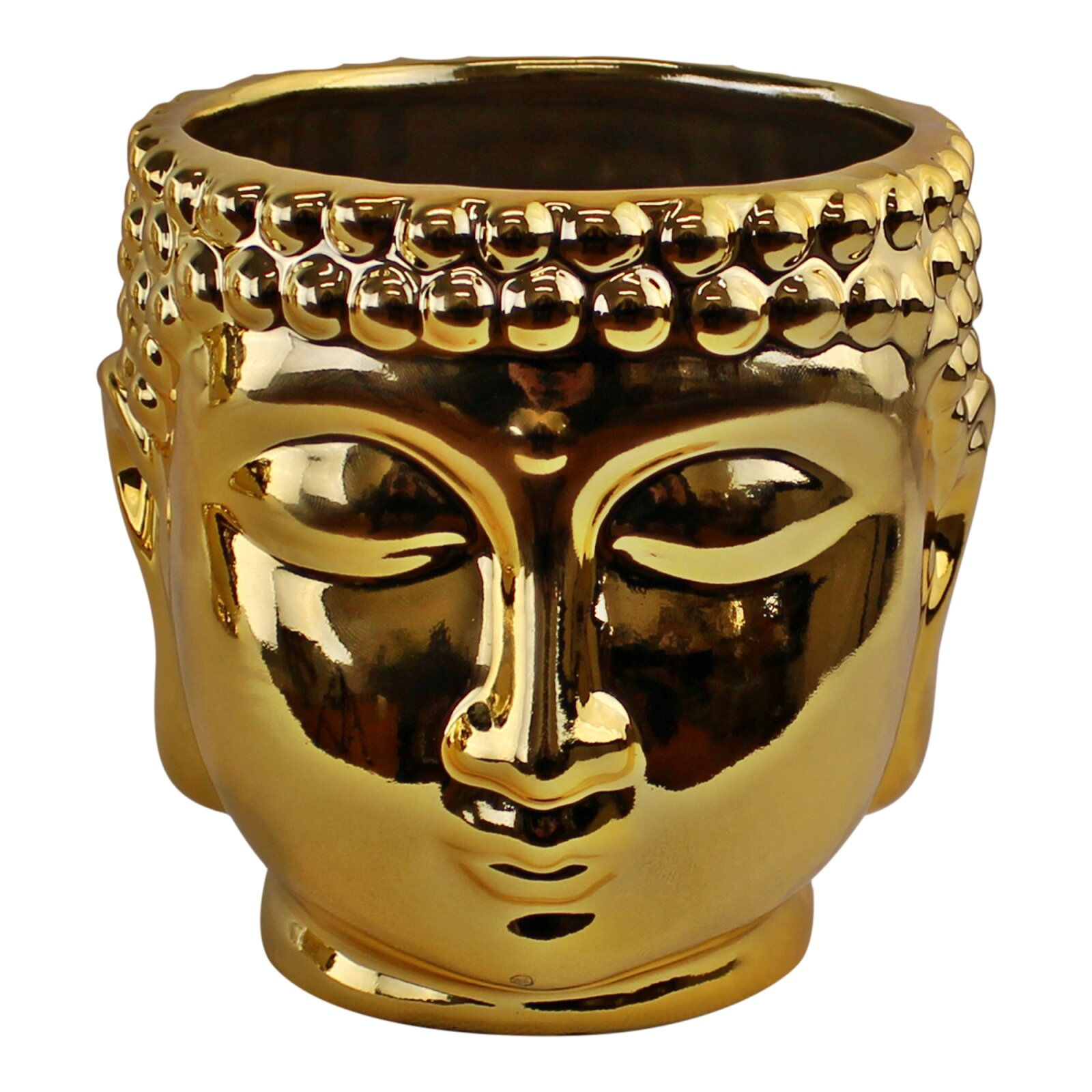 Gold Ceramic Buddha Head Planter, 12cm Shipping furniture UK