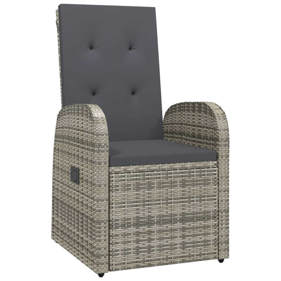Thumbnail: Reclining Garden Chairs with Cushions 2 pcs Grey Poly Rattan