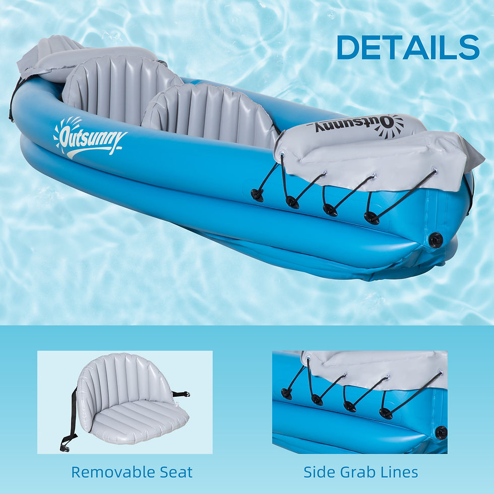 Thumbnail: Inflatable Kayak Two-Person Inflatable Boat Air Pump, Aluminium Oars Outsunny