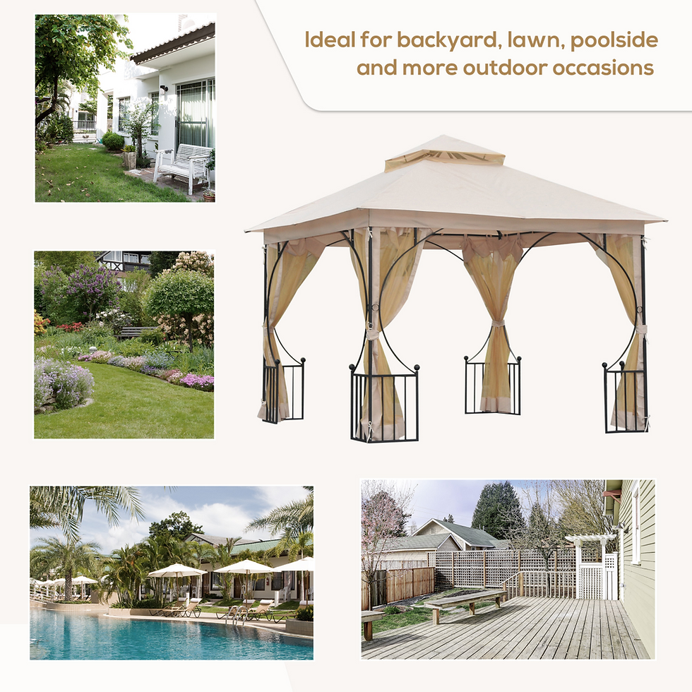 Thumbnail: Metal Gazebo With Sides Beige 3m x 3m Waterproof Gazebo