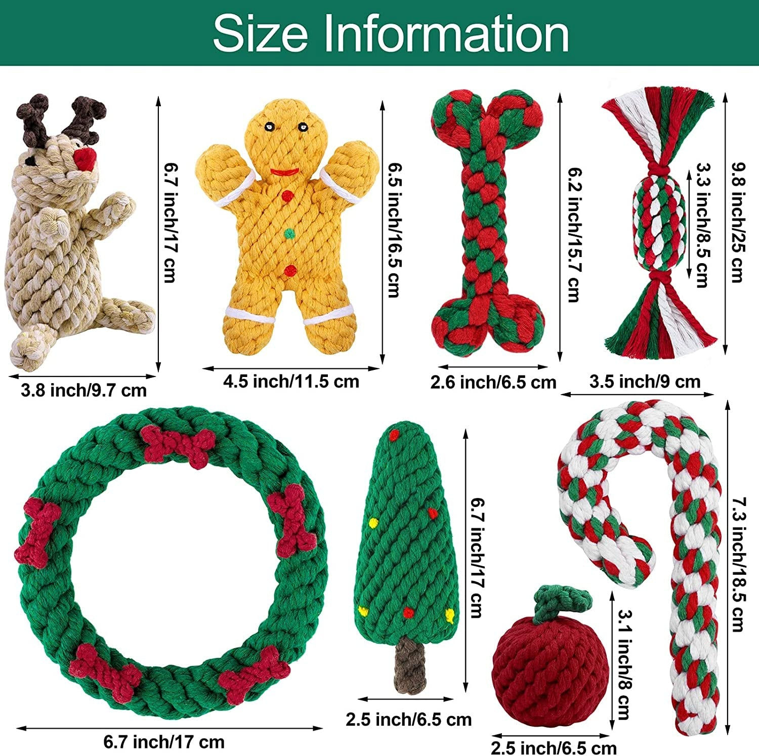 8 Pieces Dog Rope Toys Christmas Chew Training Toys Candy Cane Pet Dog Chew Toys