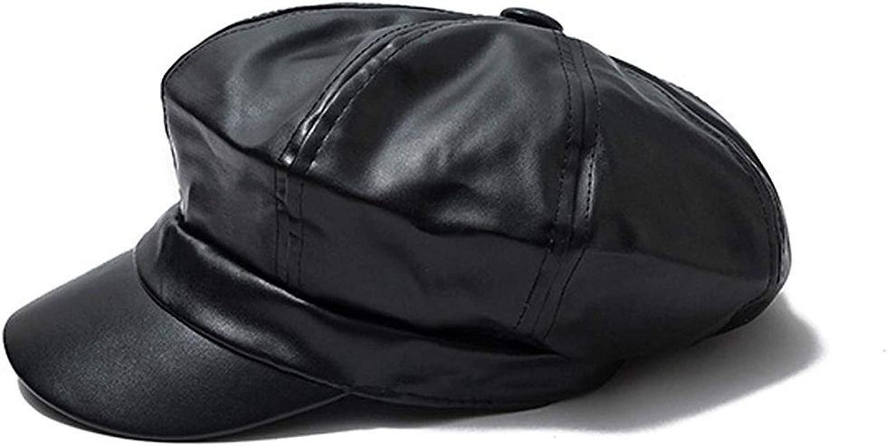 Thumbnail: Women Newsboy Hats,8 Panel Ivy Beret PU Leather Cabbie Cap