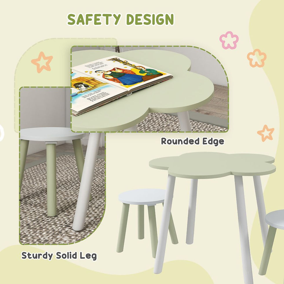 Thumbnail: Kids Table and Chair Set, Flower Design, for Ages 2-5 Years - Yellow