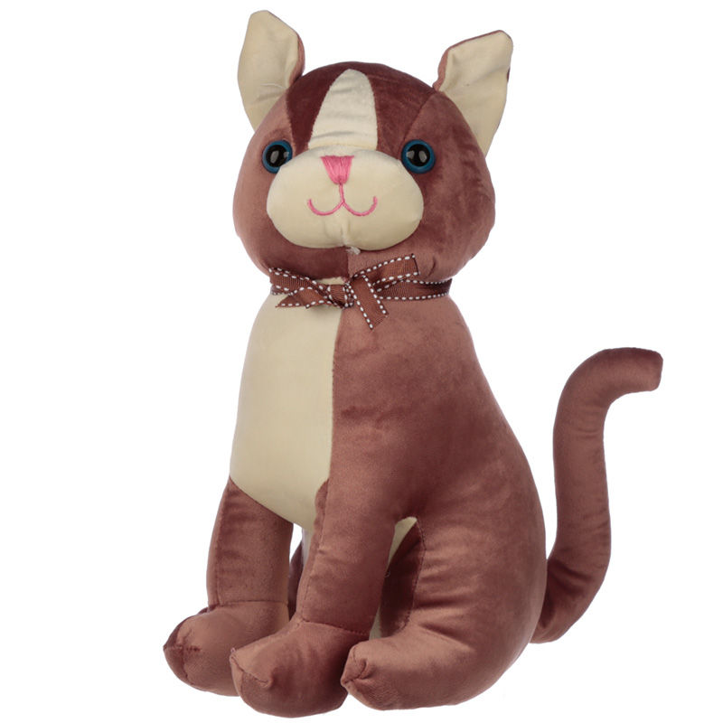 Interior Door Stop - Brown Cat with Ribbon Novelty Gift